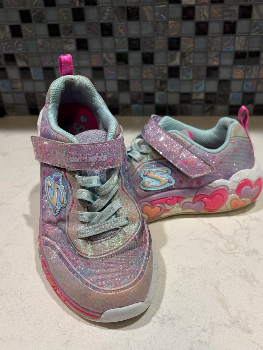 Skechers Girls' S-Lights: Eternal Heart Lights Sneakers Size 4